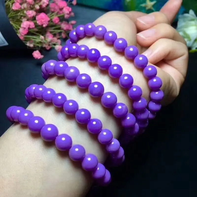 

Natural Phosphosiderite Purple Gemstone Bracelet AAA 8-9mm Free Shipping