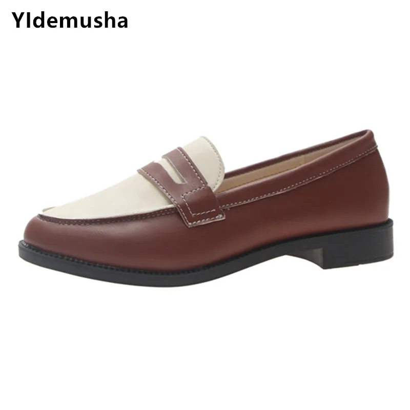 

YIdemusha 2018 New Spring Autumn Shoes Woman PU Leather Flats Women Slip On Women's Loafers Female Moccasins Breathable Shoes