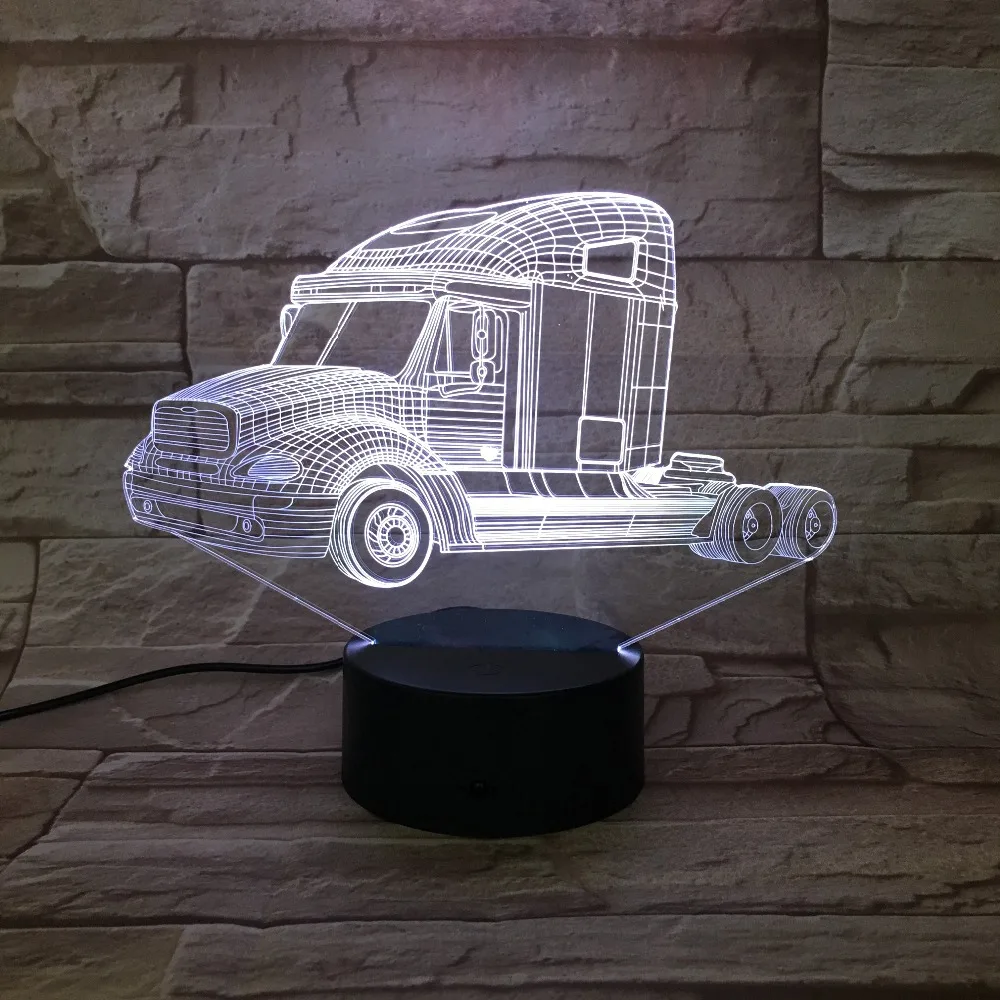 Тяжелых грузовиков 3D ночной Светильник автомобильная лампа USB 7 цветов Изменение