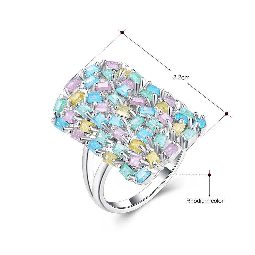 

DreamCarnival 1989 Big Rectangle Shape Geometry Random Mix Colorful Glitter Zircon Jewelry Design Rings for Women Bague SJ27230