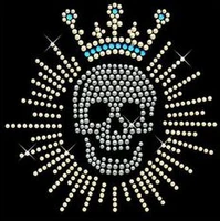 crown skull design stone hot fix rhinestone transfer motifs iron on crystal transfers design applique patches for shirt