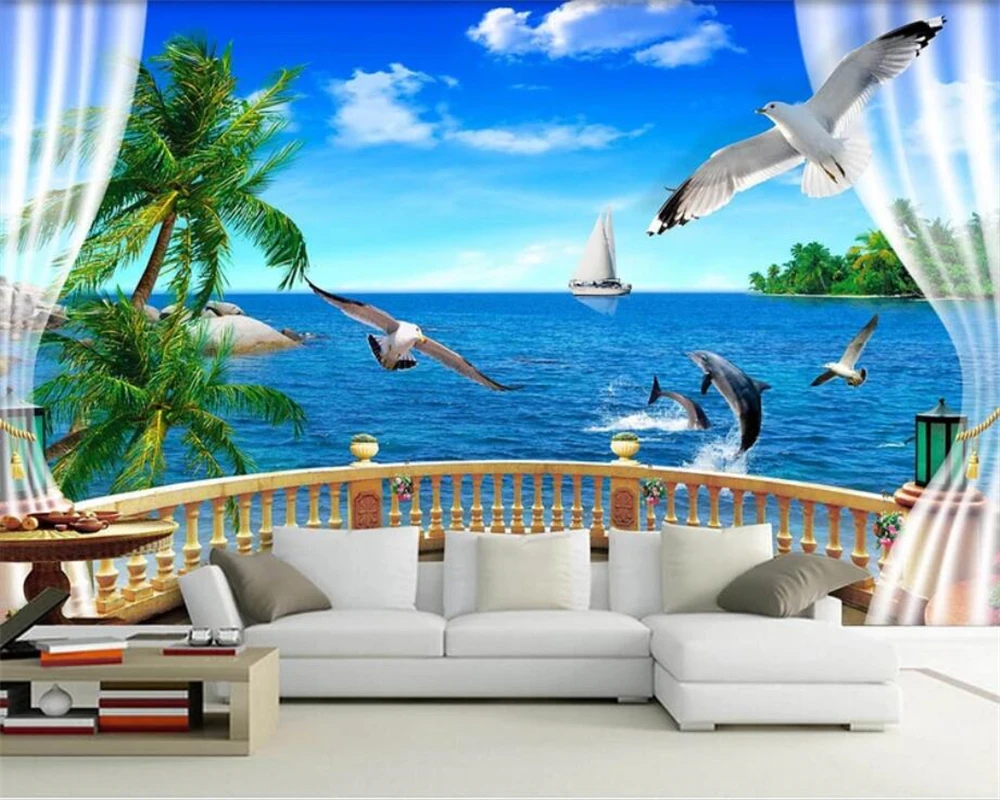 3D-обои beibehang на заказ настенные фотообои для балкона морского берега кокосового