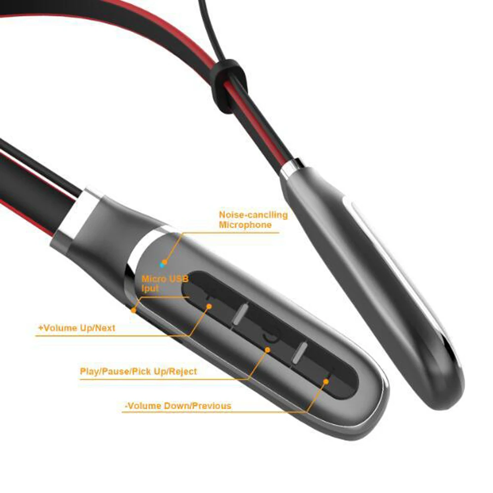 VAORLO Беспроводные наушники с шейным ремешком спортивные для бега стерео