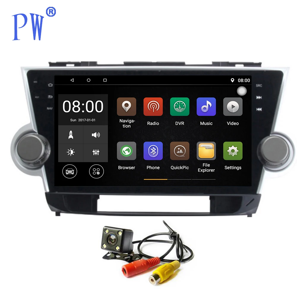 Android 7 1/8 0 Автомобильный GPS Navi Радио для Toyota Highlander 2009-2012 Авторадио Навигация