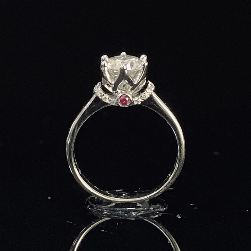 Кольцо из чистого белого золота 18 К 1ct 2ct 3ct с муассанитом кольцо с короной и бриллиантами фиолетовое ювелирное изделие обручальное кольцо на годовщину
