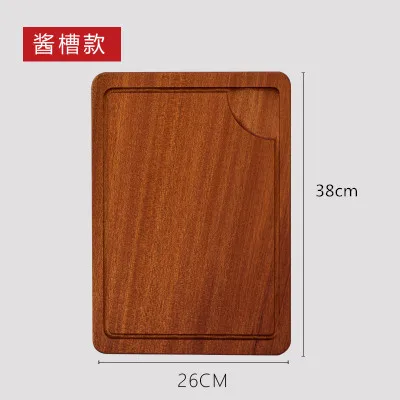 26x38cm Sapele домашняя тарелка для стейка, деревянный поднос, разделочная доска, макет, приготовленная мясная тарелка, западный ресторан, тарелка для пиццы - Цвет: 26x38cm