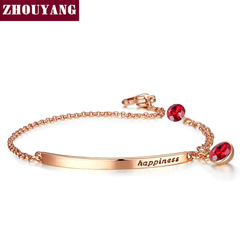 Red RoseGold ZHOUYANG Blacelet для женщин OL Стиль кубический цирконий Розовое золото Цвет австрийский кристалл модный подарок ювелирной дружбы ZYH195 - Окраска металла: Red RoseGold