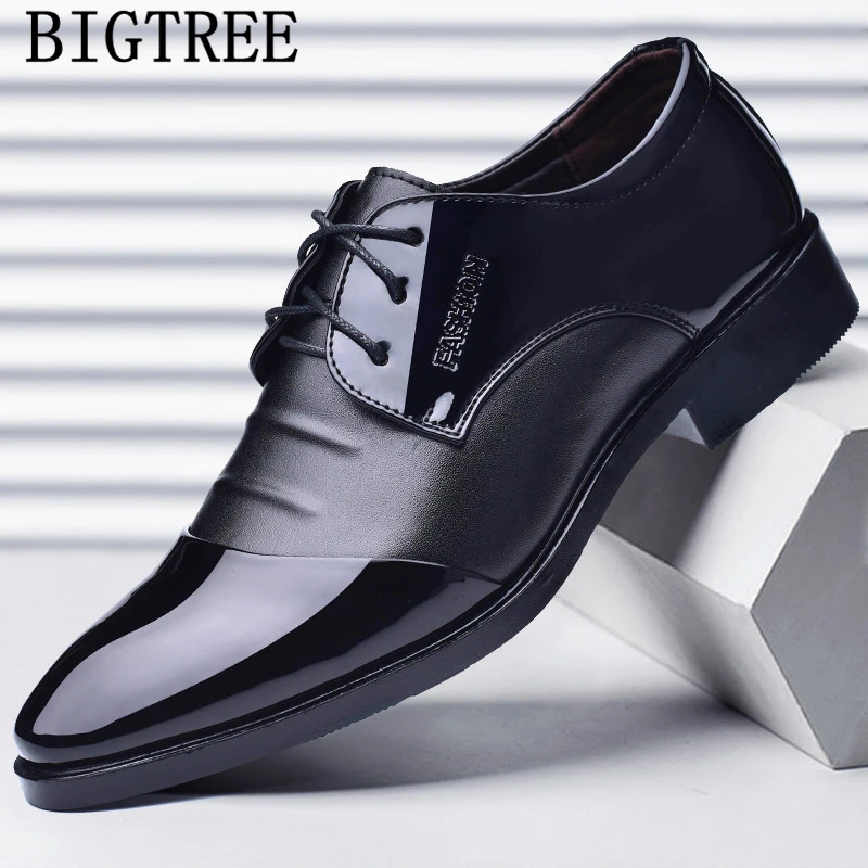 Мужские модельные туфли Кожаные оксфорды из лакированной кожи Zapatos De Hombre Vestir