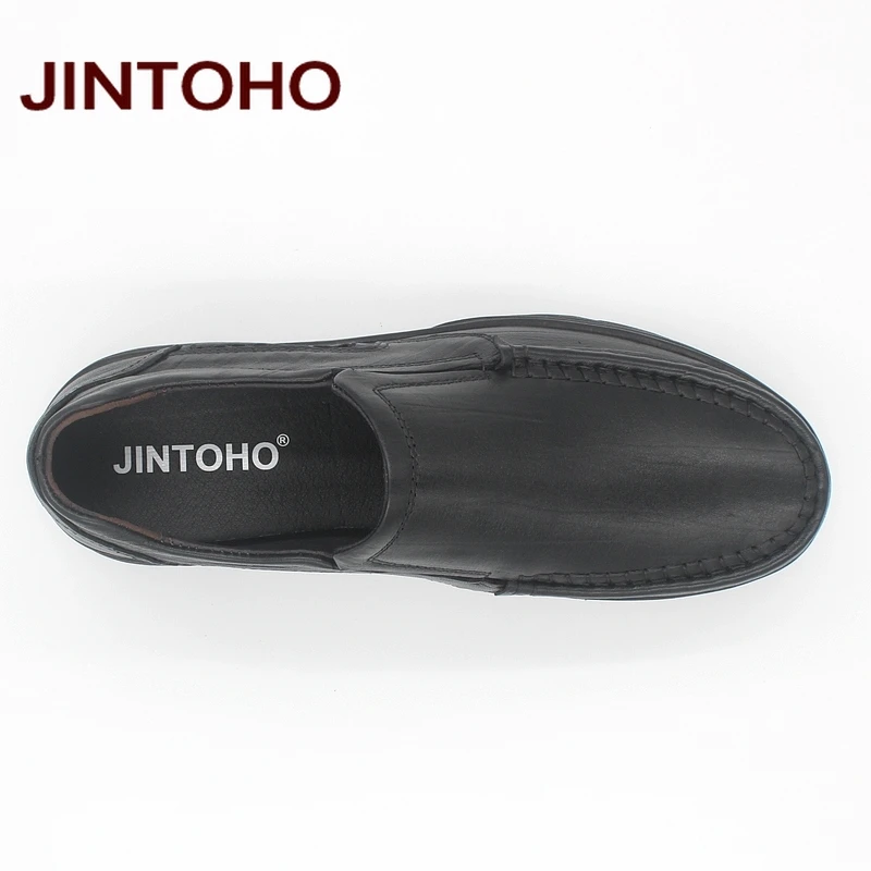 JINTOHO Мужские модельные туфли из 100% натуральной кожи деловые черные Брендовые