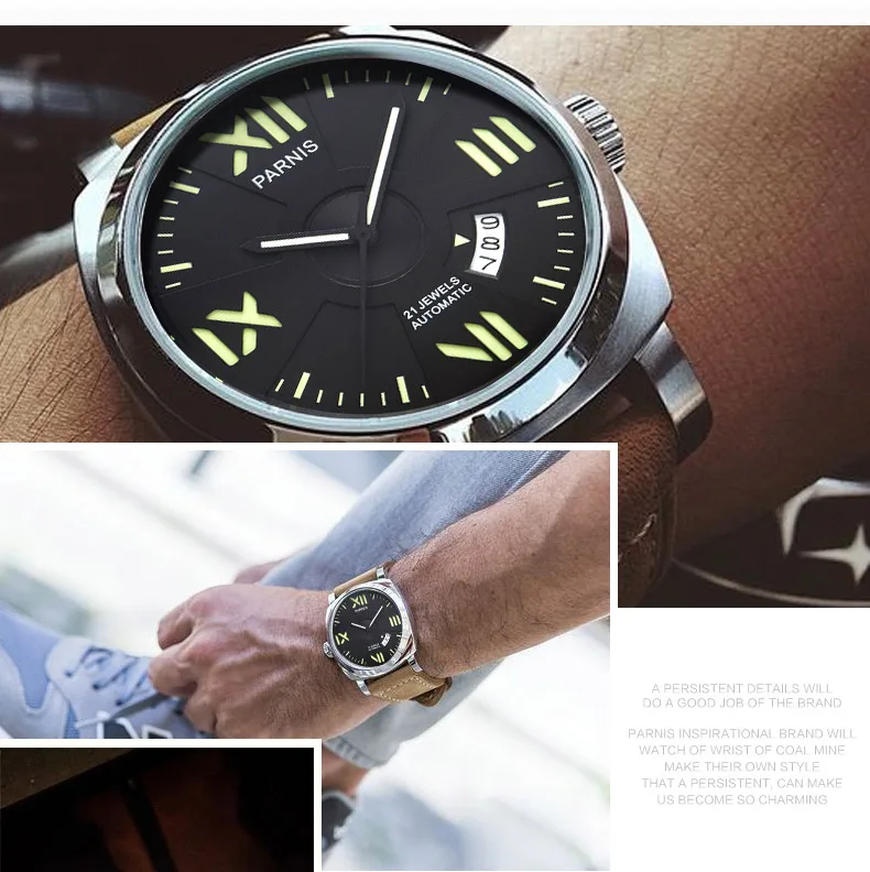 Parnis механические автоматические Diver Мужские часы сапфир hombre relogio masculino mekanik erkek kol saati reloj automatico