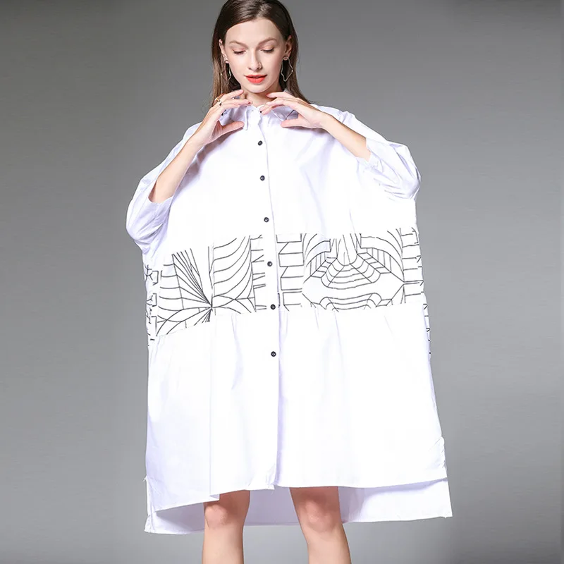 100% Cotton Geometric Printing Blouse Korean Causal Shirt 2019 Summer Short Sleeve Turn-down Collar Shirts Woman Blusas Tops |