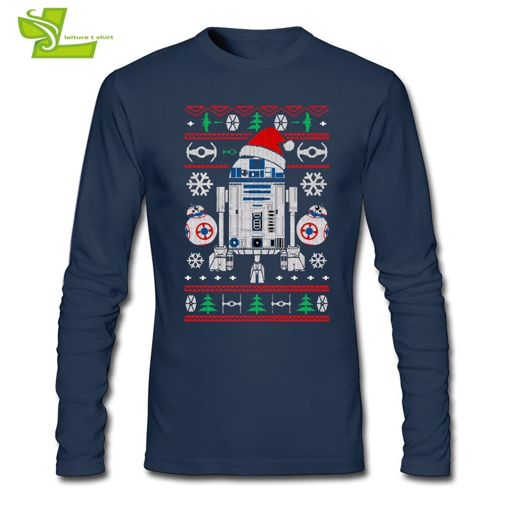 R2d2 футболка для взрослых «Звездные войны» свободная футболка для отдыха на Рождество футболки для подростков с длинными рукавами и круглым вырезом новейшая простая одежда - Цвет: Navy