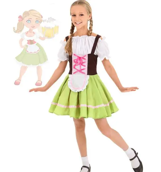 Детское зеленое платье для девочки на Октоберфест Октоберфеста мужественное