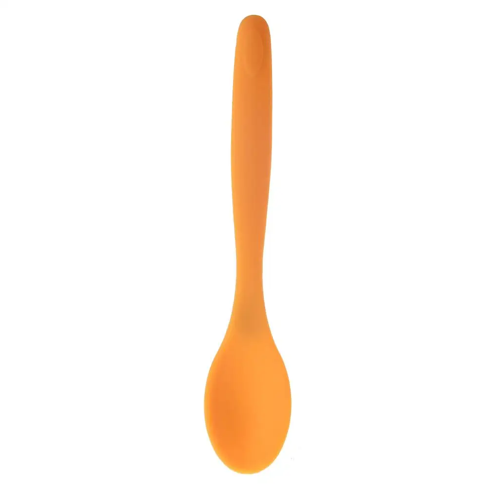 Orange Силиконовая ложка, 3 цвета, Пищевая силиконовая ложка с длинной ручкой, одноцветная термостойкая сковорода с антипригарным покрытием, кухонная утварь - Цвет: Orange