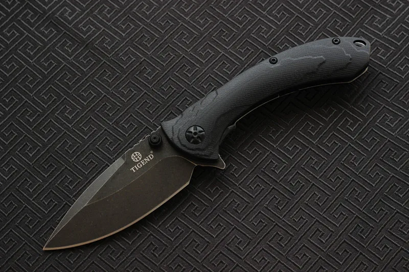 Черный TIGEND CF1814 складной нож 8Cr14Mov лезвие G10+ стальная ручка Кемпинг Охота Открытый выживания карманные Кухонные Ножи edc инструменты - Цвет: Черный