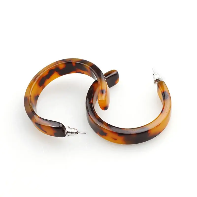 1 Pair Acrylic Marbled Earring Leopard Round Stud Earrings Women Tortoise Shell Jewelry Christmas Gifts | Украшения и аксессуары
