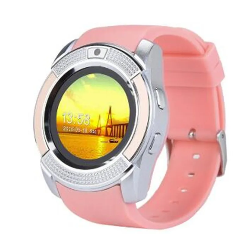 Розовый Bluetooth Smartwatch полный экран Поддержка SIM tf-карты наручные часы сердечного ритма спортивные наручные часы - Цвет: Розовый
