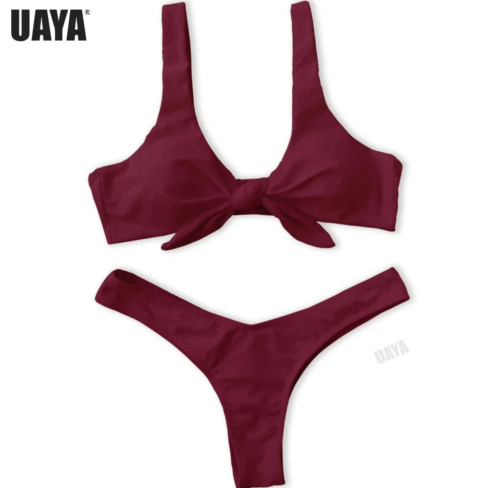 UAYA 2019 7 цветов горячие узлы мягкие стринги бикини сексуальный однотонный