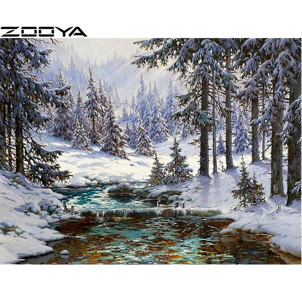 

ZOOYA Diamond Embroidery 5D DIY Diamond Painting Gifts Embroidery With Diamonds Snow Landscape Pine Tree Wall Stickers R598