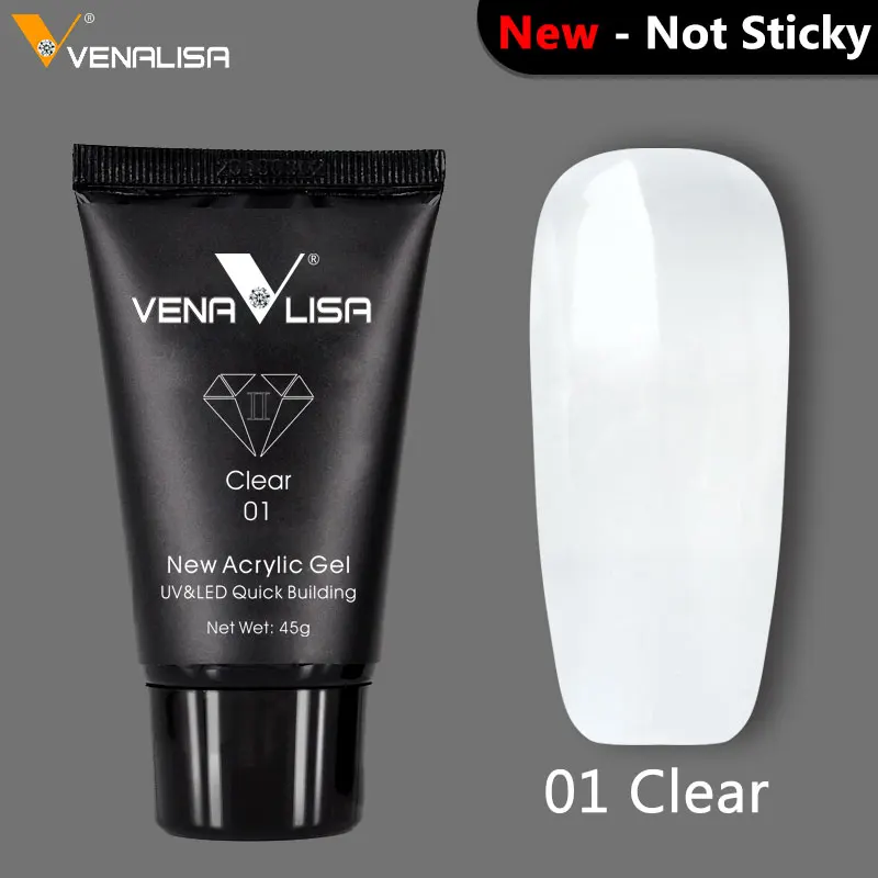 01 Clear New formula VENALISA полигель 45 г дизайн ногтей canni Французский маникюр прозрачный камуфляж цвет быстрое наращивание ногтей кристалл УФ гель полигель - Цвет: 01 Clear New formula