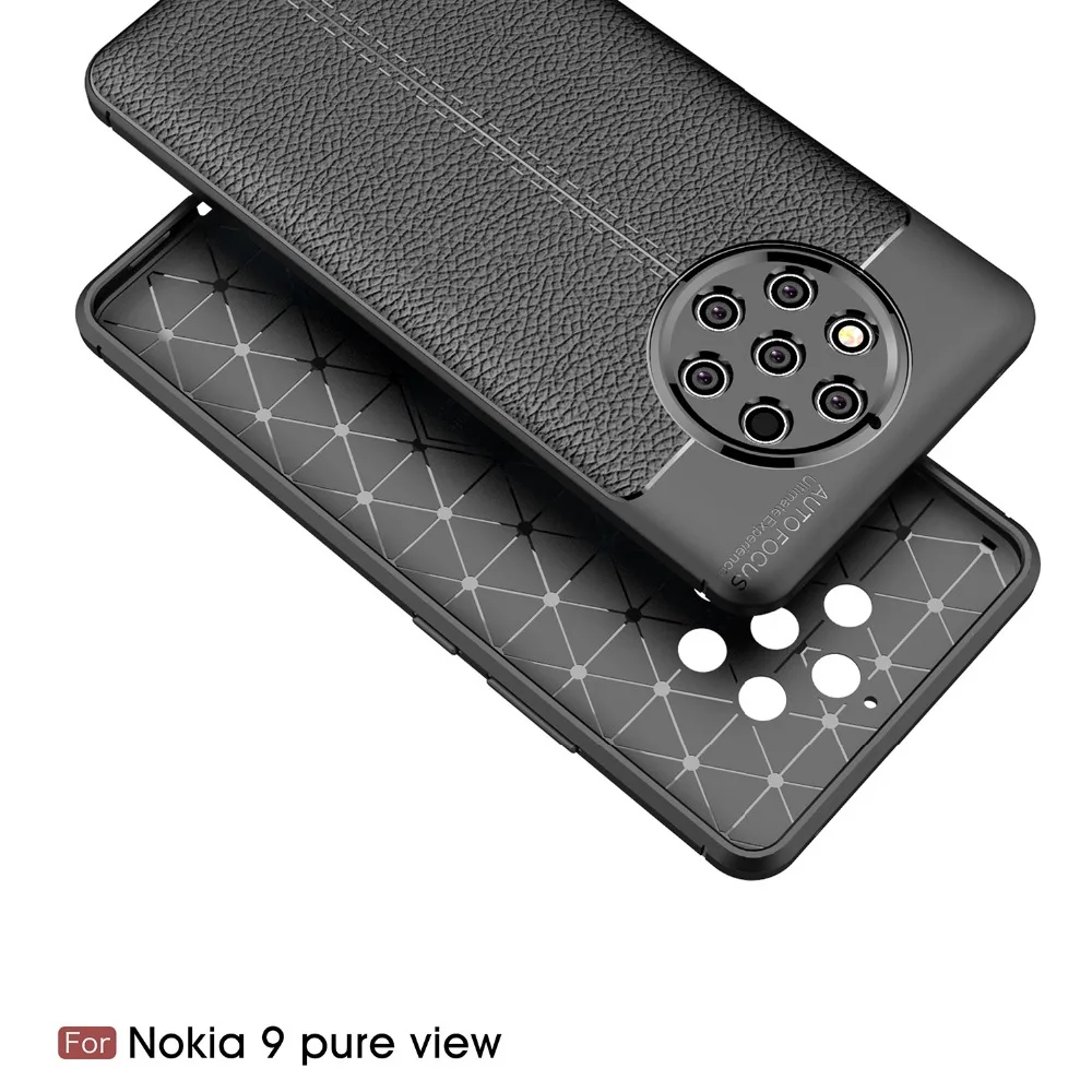 Для чехлов Nokia 9 Pure View Cover противоударный роскошный кожаный мягкий ТПУ чехол для