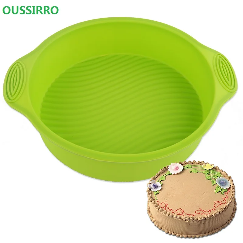 

9 inch 28.5*24.5*6.2cm 175g DlY Round Shape 3D Silicone Cake Dies Baking Tools Bakeware Maker Mold Tray Baking Random Color