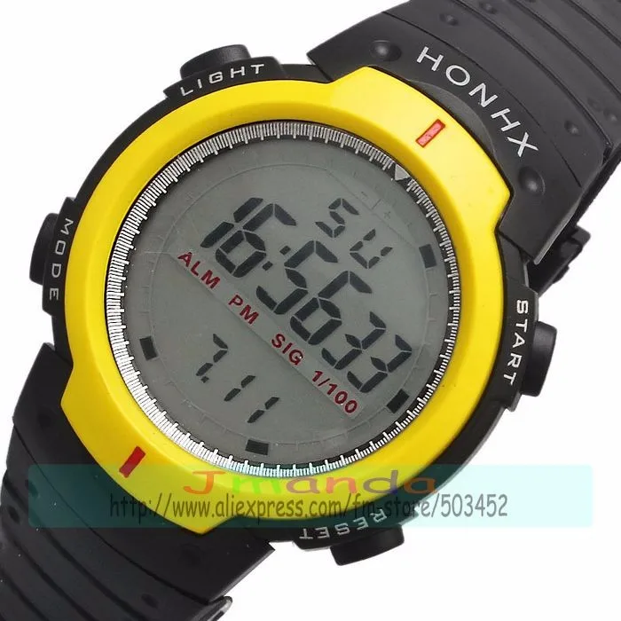 100 шт./лот HONHX 9040 черный ремешок цифровые часы цветной номер силиконовые мужские часы обертывание спортивные часы для мужчин оптом часы