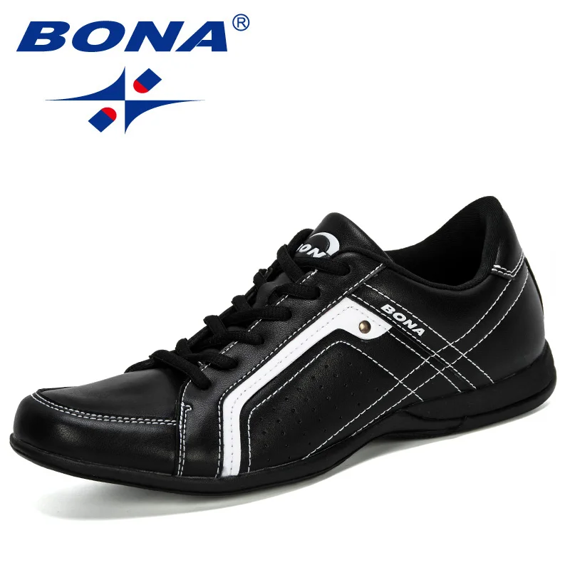 Black BONA/ г., мужская обувь на плоской подошве из микрофибры со шнуровкой дышащая мужская повседневная обувь модные кроссовки мужские лоферы уличная Мужская обувь для отдыха - Цвет: Black