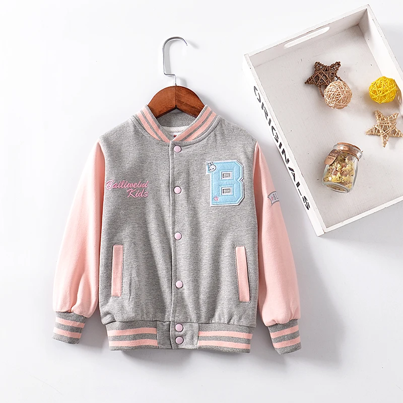 The new spring and autumn 2021 long-sleeved children's coat is the patchwork baseball dress in button letter B | Детская одежда и
