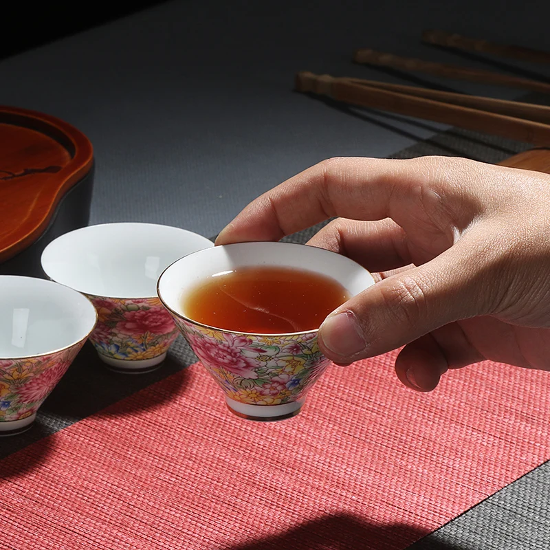 6 шт./лот 75 мл Цзиндэчжэнь цветной эмалевый набор для чая кунг-фу керамическая