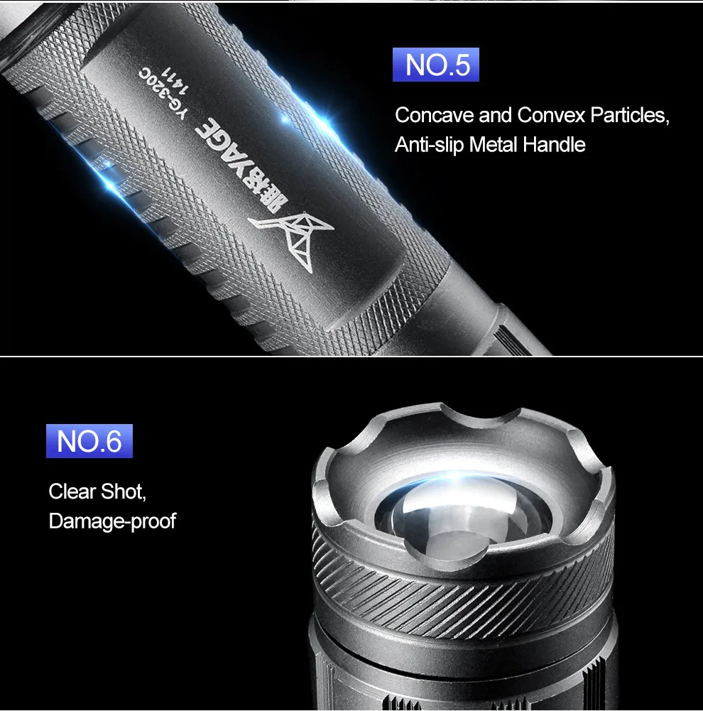 YAGE Поворот зум Фонарик Высокого Качества LED Фонарик Факел Водонепроницаемый led факел для 18650 linternas лампе torche zaklamp 320B