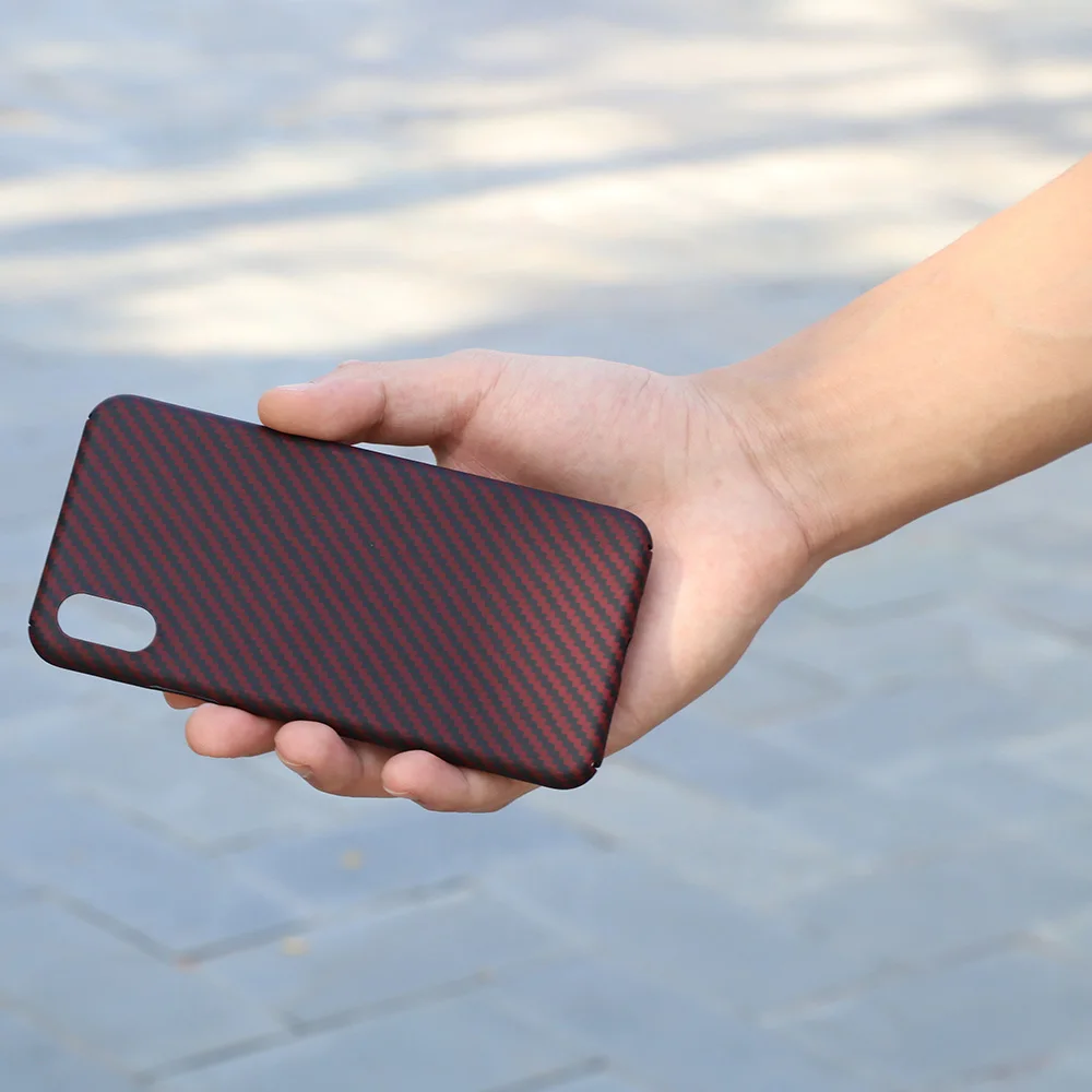 Red Чехол из настоящего арамидного волокна для защиты камеры для iPhone XR XSMAX, Ультратонкий чехол из углеродного волокна для Apple iPhone XS, чехол - Цвет: Red