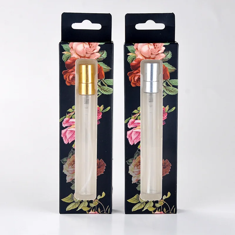 10ml Clear Glass with Packaging Box Perfume Bottle Portable Perfume Sample Empty Bottle 100pcs/lot