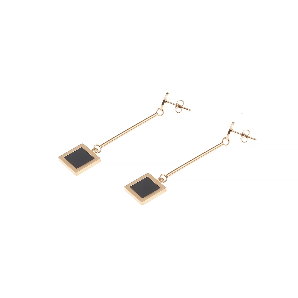 

long chain earrings rose gold newest style earrings for girls unique earrings office lady jewelry square earrings with chain