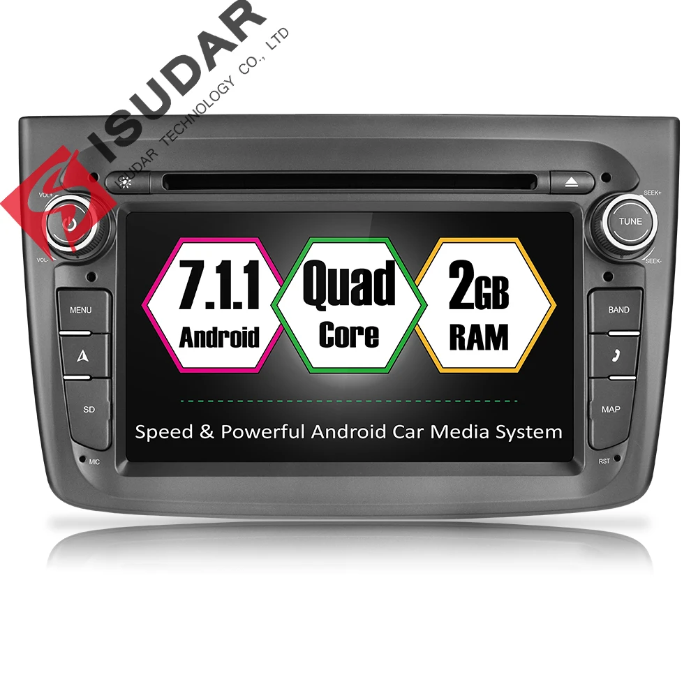Isudar автомобильный мультимедийный плеер 1 din для автомобиля DVD android 7.1.1 7 дюймов Alfa
