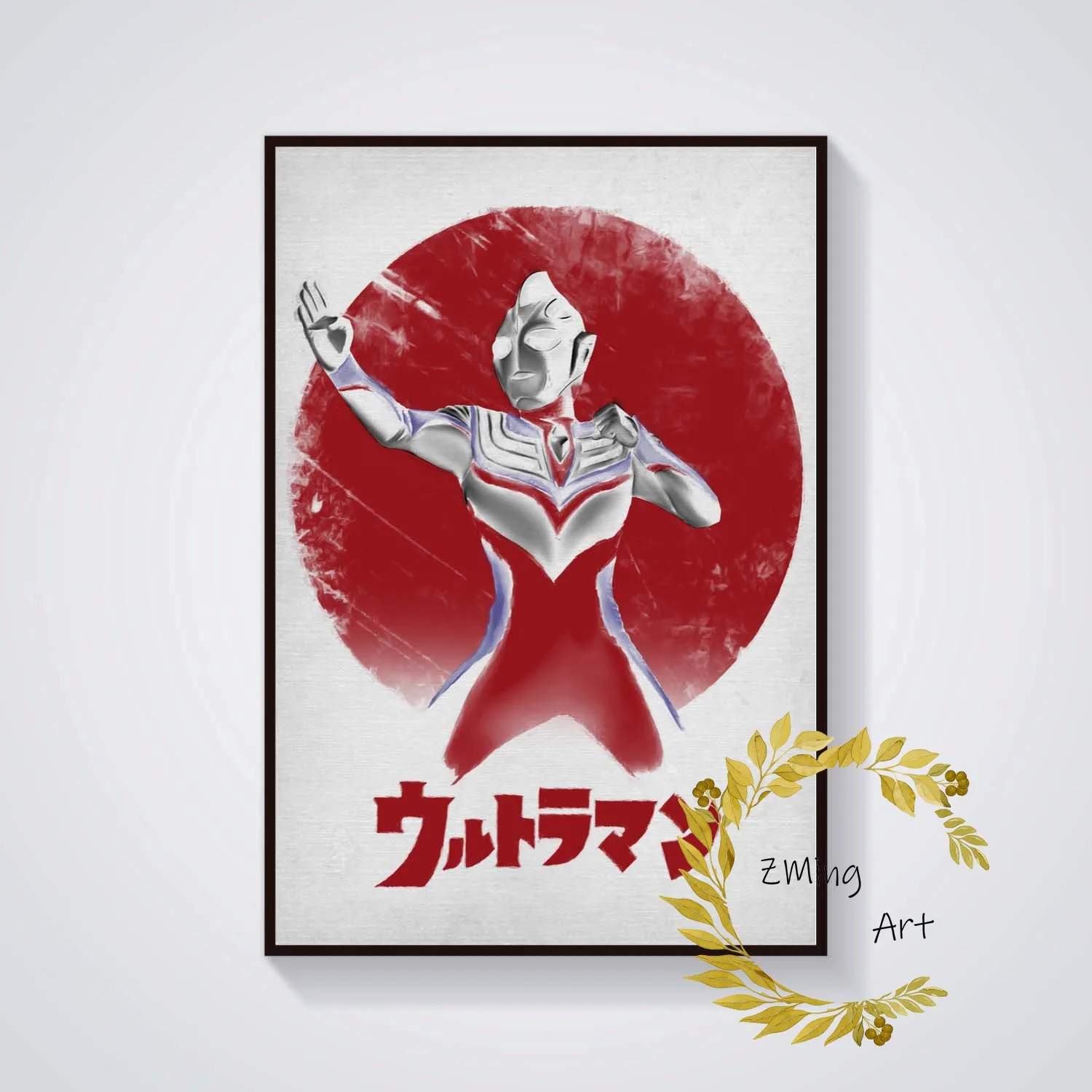 Японское японское искусство легендарный плакат Серая лиса Saiyan Wolf Princess Swordsman Kamina