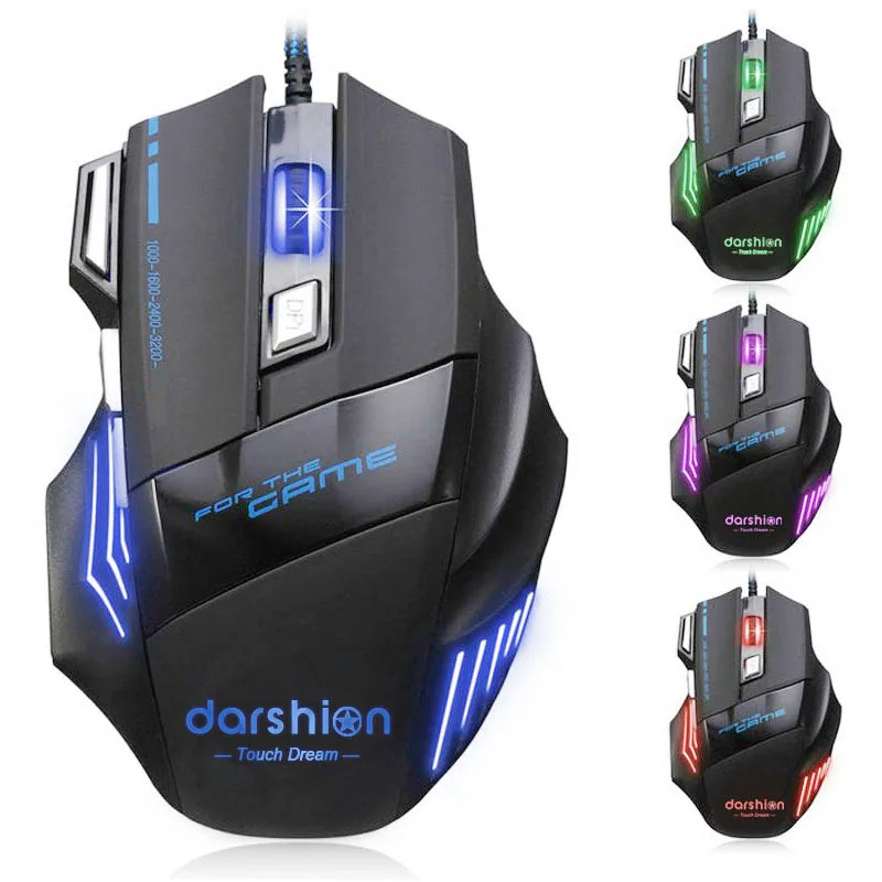 Darshion mouse Darshion S8, Оптическая Проводная игровая мышь с подсветкой, 7 кнопок, светодиодный, оптическая, USB, компьютерная мышь, мыши, 3600 dpi, красочный дыхательный светильник - Цвет: Darshion mouse