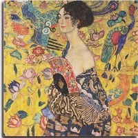 lady with fan diamond embroidery gustav klimt diy mosaic pictures of rhinestone diamond painting hobby crafts hl114