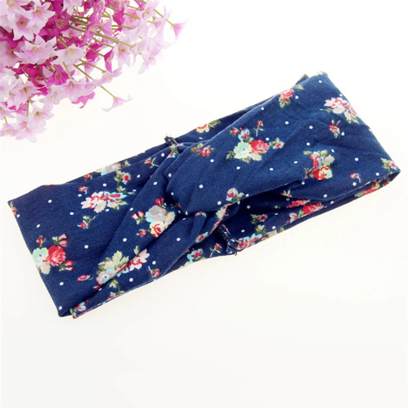 Женский винтажный головной убор с цветочным принтом широкая эластичная резинка