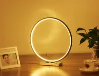 Technology Round Sphere Geometric Ring Circle Table Lamp Bedside Lighting Desk Light Like Moon Romantic