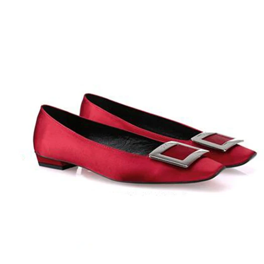 red satin 2cm Квадратный носок Красное вино Размер 33 уникальный марка средний насосы Каблук роскошь Дизайнерская женская обувь лакированная кожа высокие каблуки 4 34 Весна осень - Цвет: red satin 2cm