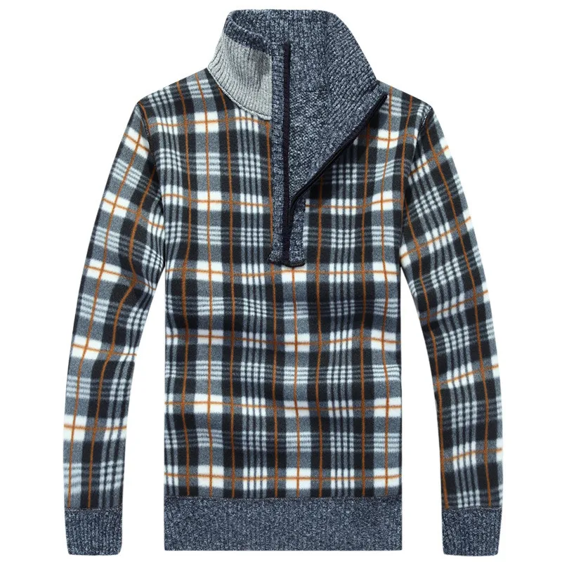 

Men Sweater Male Pullover Winter Casual Christmas Solid Embroidery Zip Front Long Sleeve Knitted Thick Plus Size Warm Sweaters