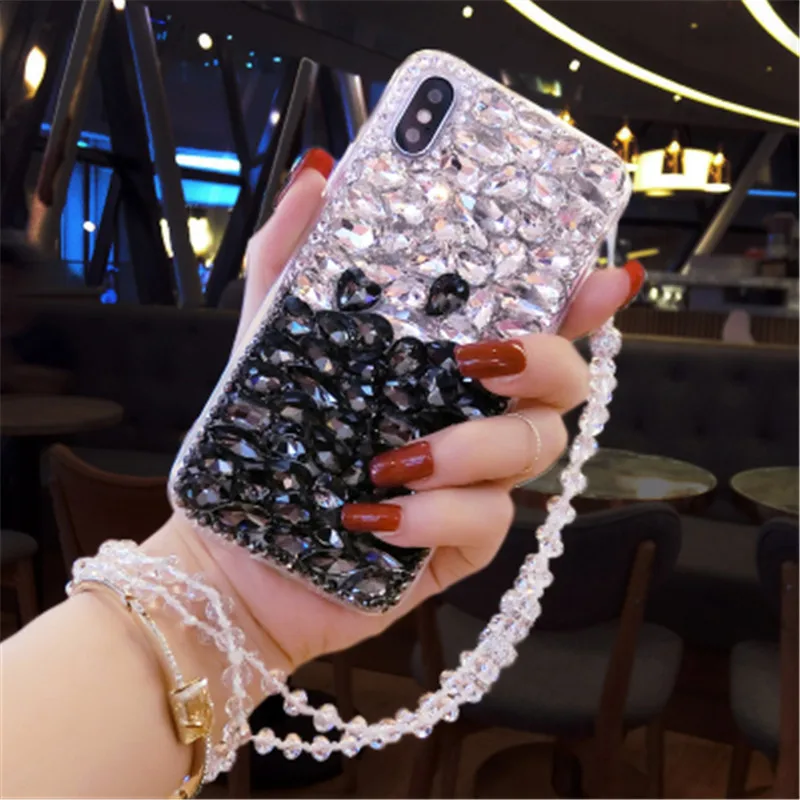 For Xiaomi Redmi 7 5 plus 6A Bling Diamond Case Rhinestone Stone Jewelled Cover Note pro With Lanyard |