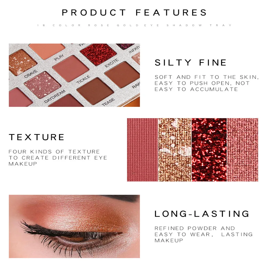 Fashion 18 Color Nude Shining Eyeshadow Palette Makeup Glitter Luxury Golden Matte Eye Shadow Palette+6PCS Brushes |