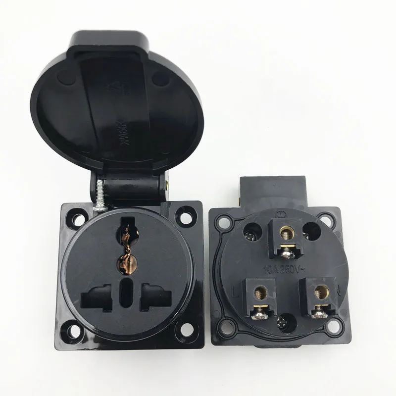 Черная AU/US/EU промышленная безопасная розетка 10A 250V IP44 CE сертификация австрийский