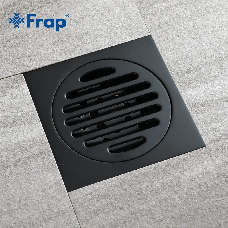 

Frap Modern Black Waste Drainer Ordinary Bathroom Square Shower Floor Drain Trap With Hair Strainer Anti Smelly Drains Y38106