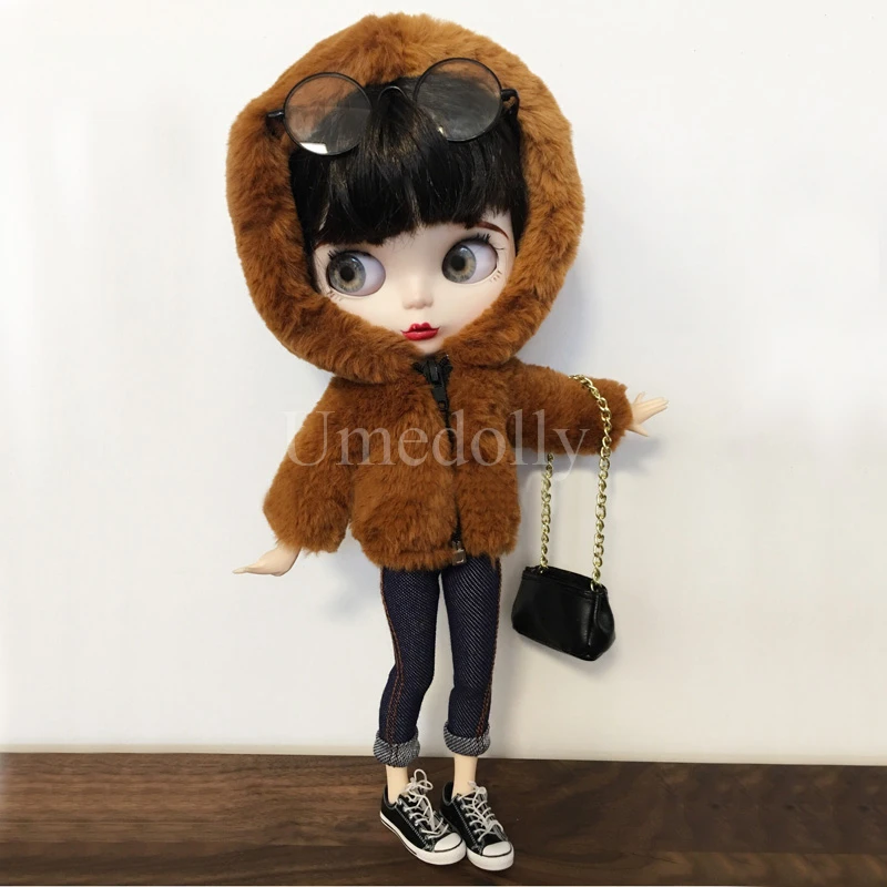 1 шт. зимняя одежда Neoblythe милая Меховая куртка для кукол Blyth Barbies джинсы штаны