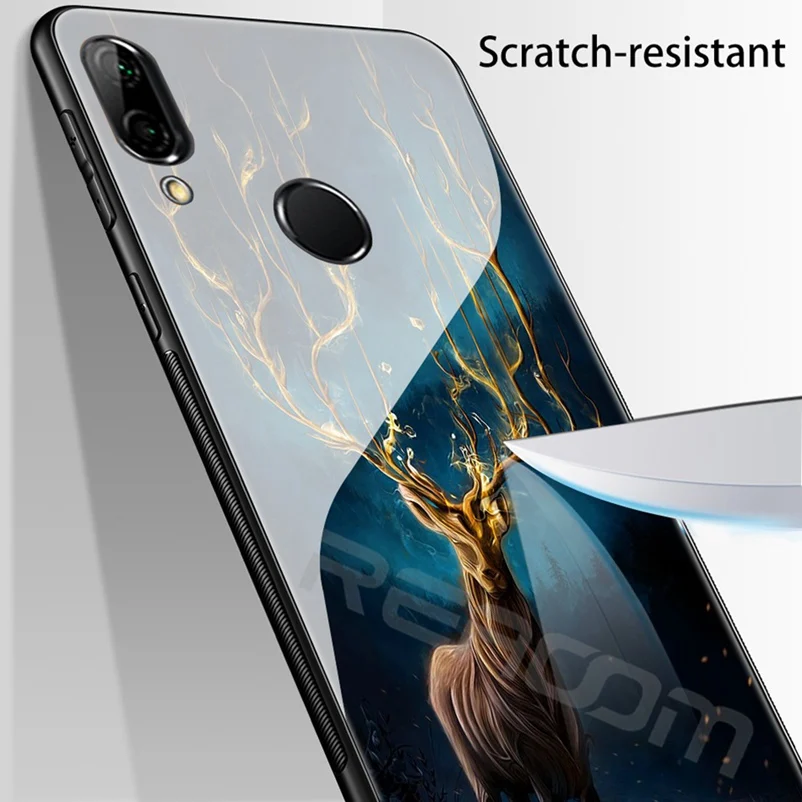 Стекло чехол для huawei Honor 9 Lite силиконовый Кокс принципиально Роскошные животных p20