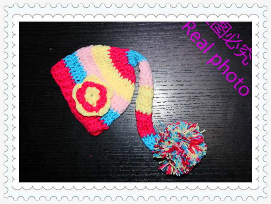 Бесплатная доставка шапка с длинным хвостом для новорожденных шапка-чулок