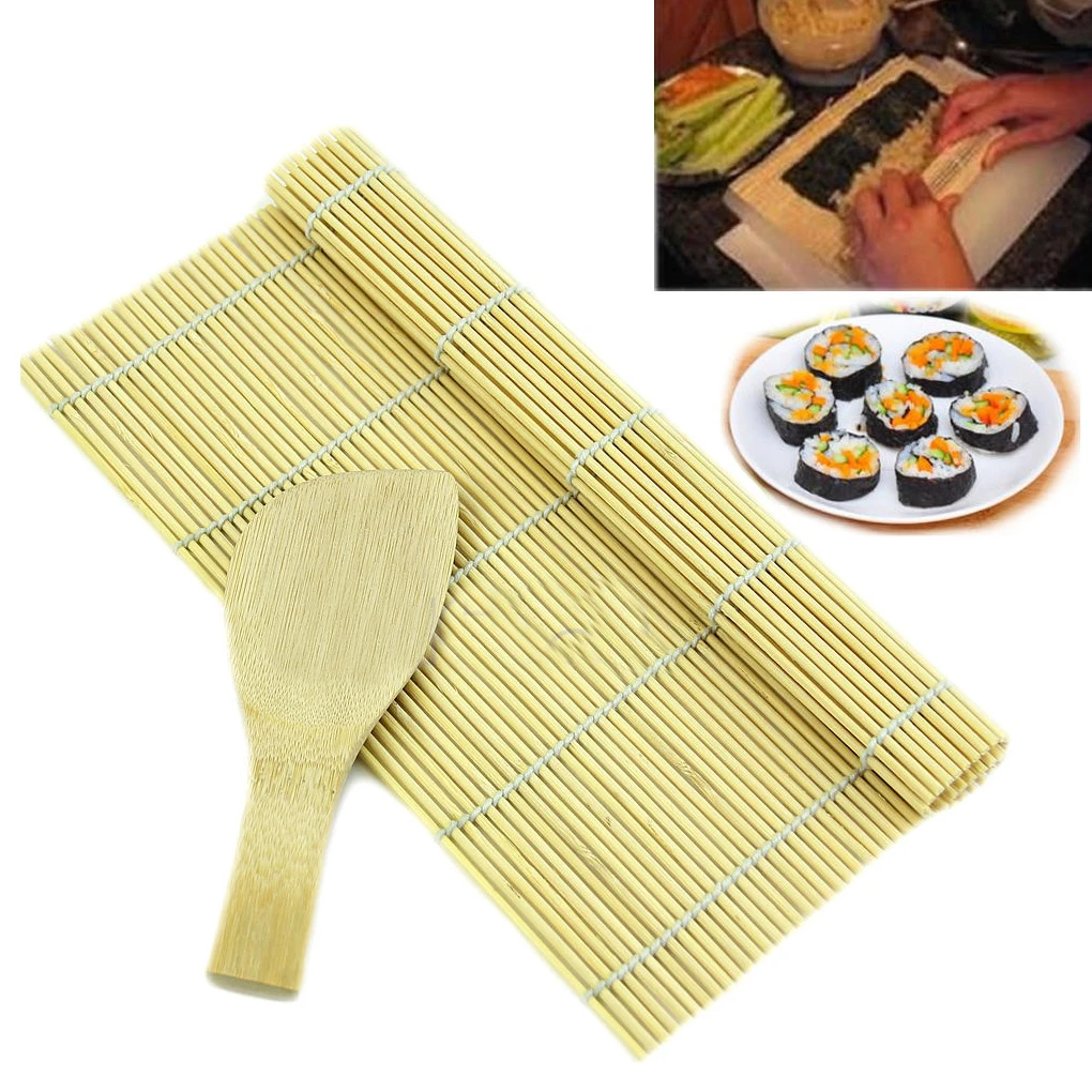 

Sushi Making Tool Set Sushi Rolling Bamboo Mats with Bamboo Spoon Sushi Roller Pad Sushi DIY Maker Tool